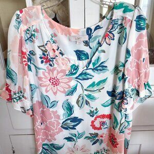 Loft V-Neck Soft and Silky Summer Top Size Lg